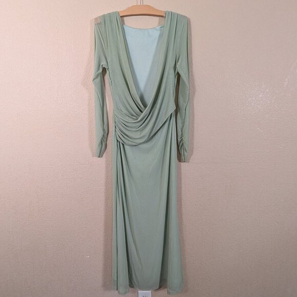 Here Comes the Sun Lustre Open Back Mesh Maxi Dress sz 10 Saige Green Fairy - Picture 4 of 11